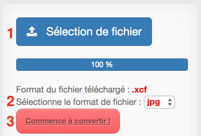 Comment convertir XCF en JPG en ligne